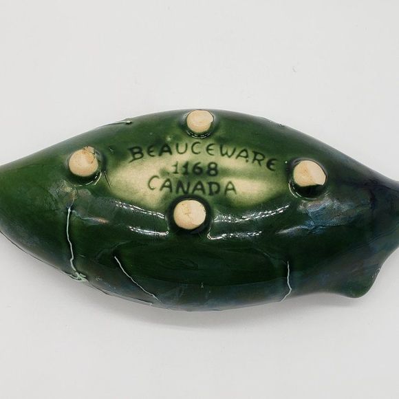 Vintage MCM Beauceware Canada Ceramic Spatter or Drip Glaze Console Bowl Planter - Picture 10 of 17